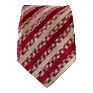 DAKS LONDON Red Striped Silk Tie Italy 60-"3.5" EC